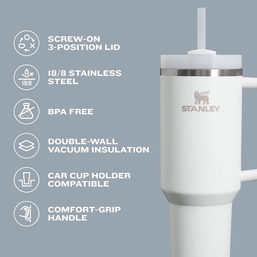STANLEY Quencher H2.0 Tumbler with Handle and Straw 30 oz | Flowstate 3-Position Lid | Cup Holder Compatible for Travel | Insulated Stainless Steel Cup | BPA-Free | Nectarine