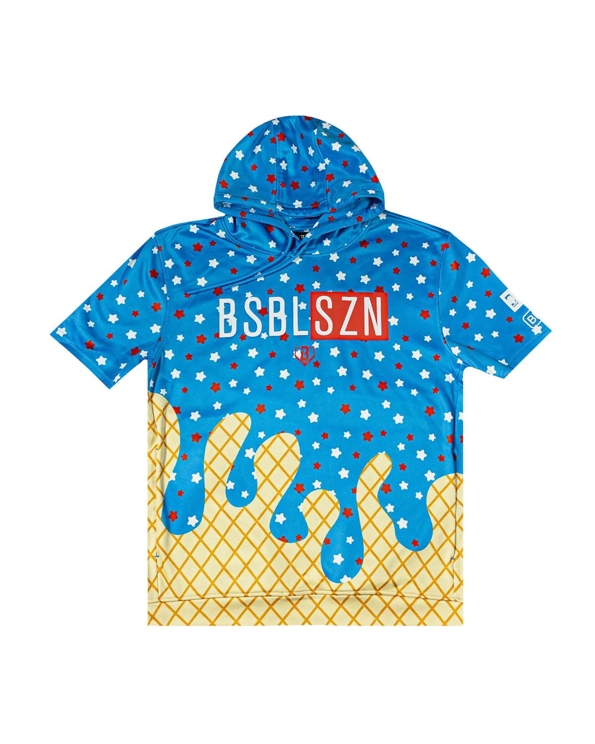 Baseball Lifestyle 101 BSBL SZN Men's Short Sleeve Hoodie with Front pouch pocket V2 Ice Cream Moisture Adult Sizes S - XL