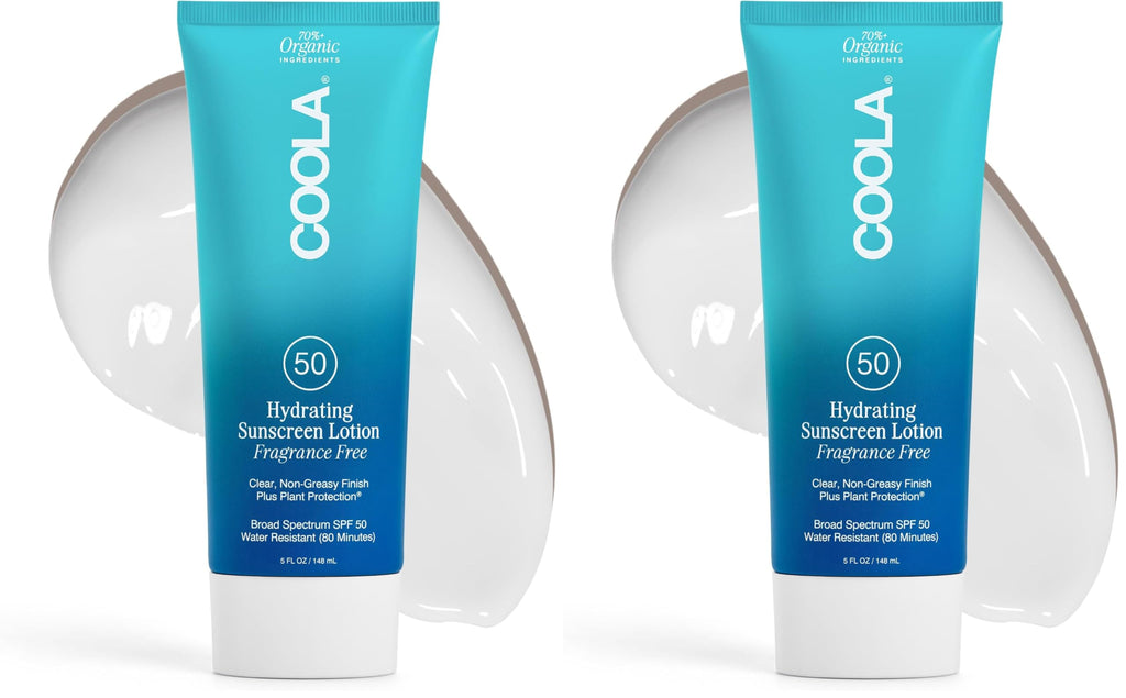 COOLA Organic Sunscreen SPF 50 Sunblock Body Lotion, Dermatologist Tested Skin Care for Daily Protection, Vegan and Gluten Free, Fragrance Free, 5 Fl Oz