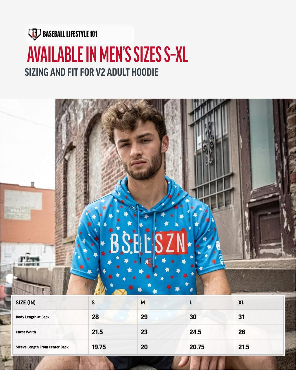 Baseball Lifestyle 101 BSBL SZN Men's Short Sleeve Hoodie with Front pouch pocket V2 Ice Cream Moisture Adult Sizes S - XL