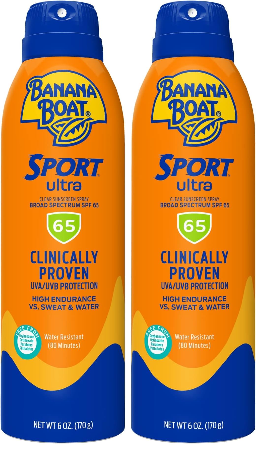 Banana Boat Sport Ultra SPF 50 Sunscreen Spray | Banana Boat Sunscreen Spray SPF 50, Water Resistant, Oxybenzone Free, Sunblock, 6oz each Twin Pack