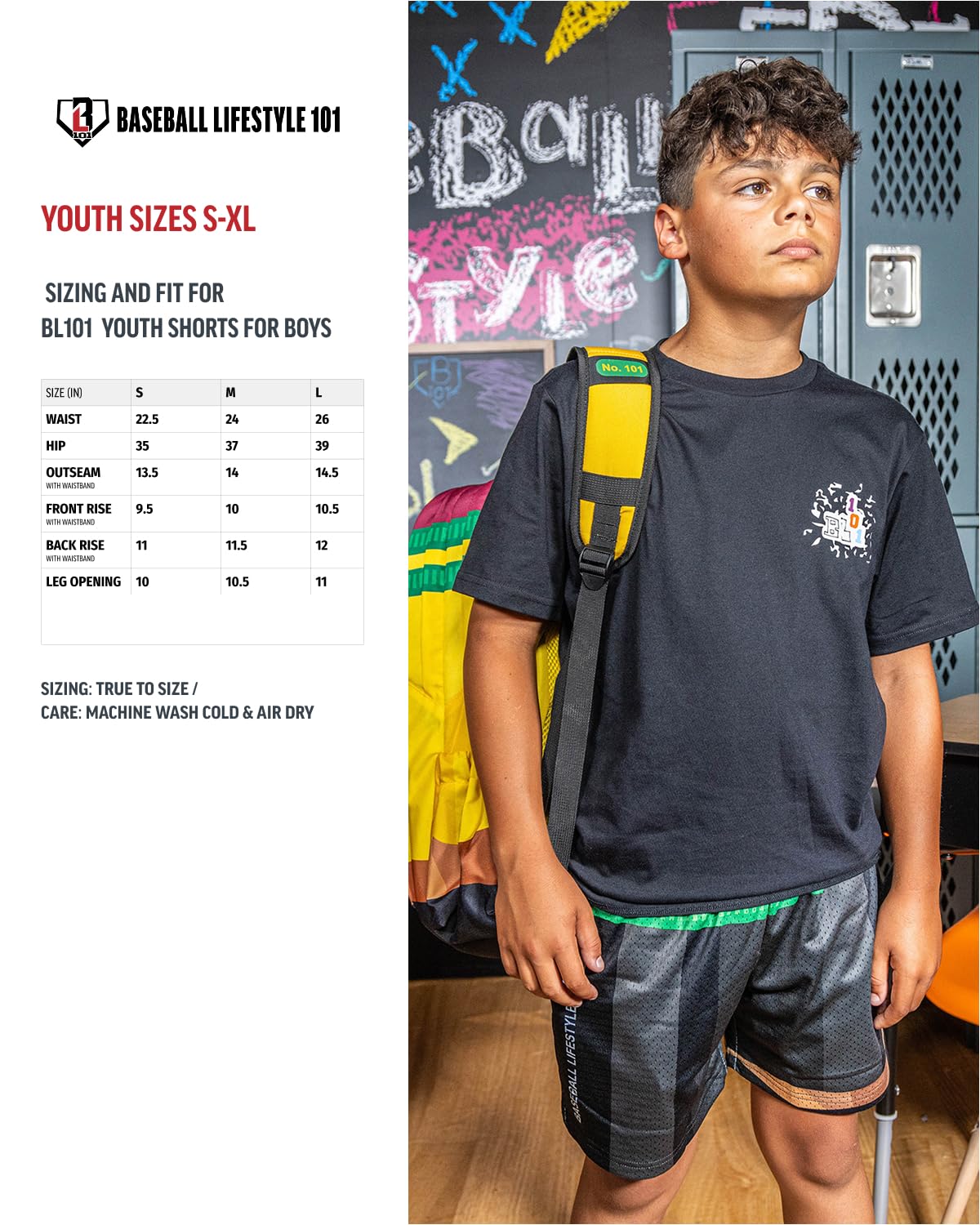 Baseball Lifestyle 101 Boy's Pencil Mesh Shorts with Side Pockets and Elastic Waist, 5 inch Inseam, Youth Sizes S-XL