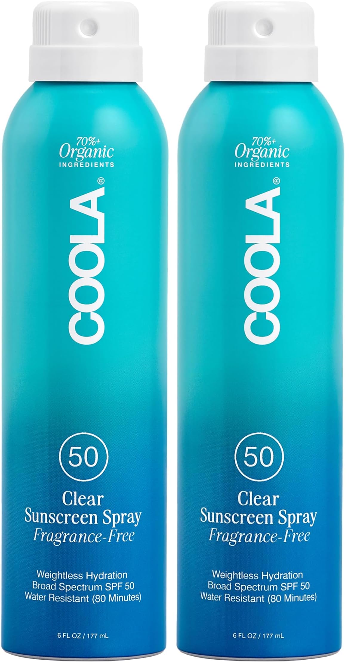 COOLA Organic Sunscreen SPF 50 Sunblock Spray, Dermatologist Tested Skin Care for Daily Protection, Vegan and Gluten Free, Fragrance Free