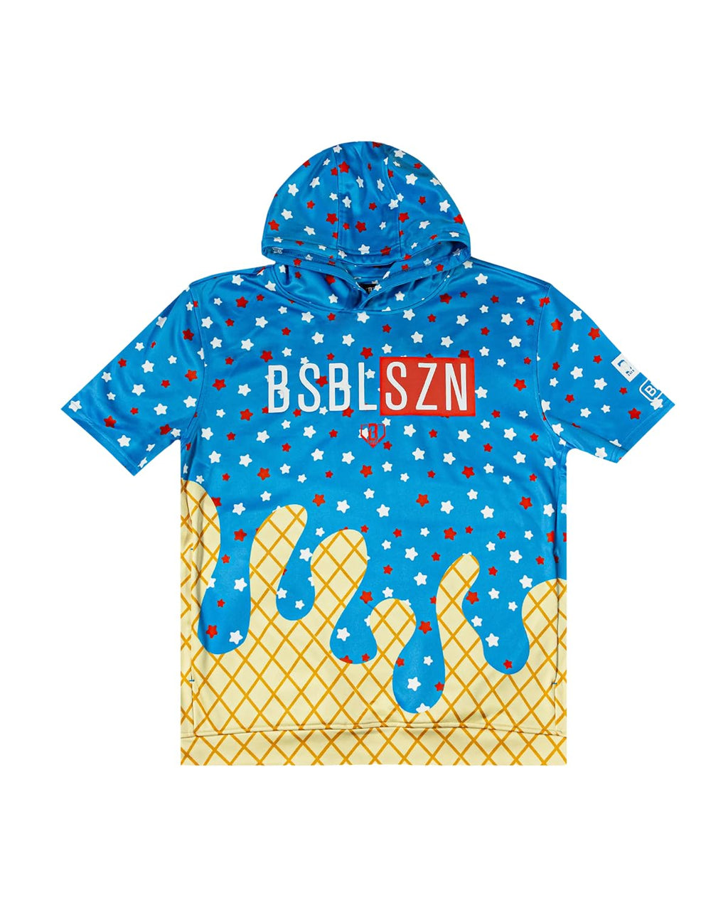 Baseball Lifestyle 101 BSBL SZN Youth Short Sleeve Hoodie with Front Pouch Pocket V2 Ice Cream Sizes Youth Small to XL