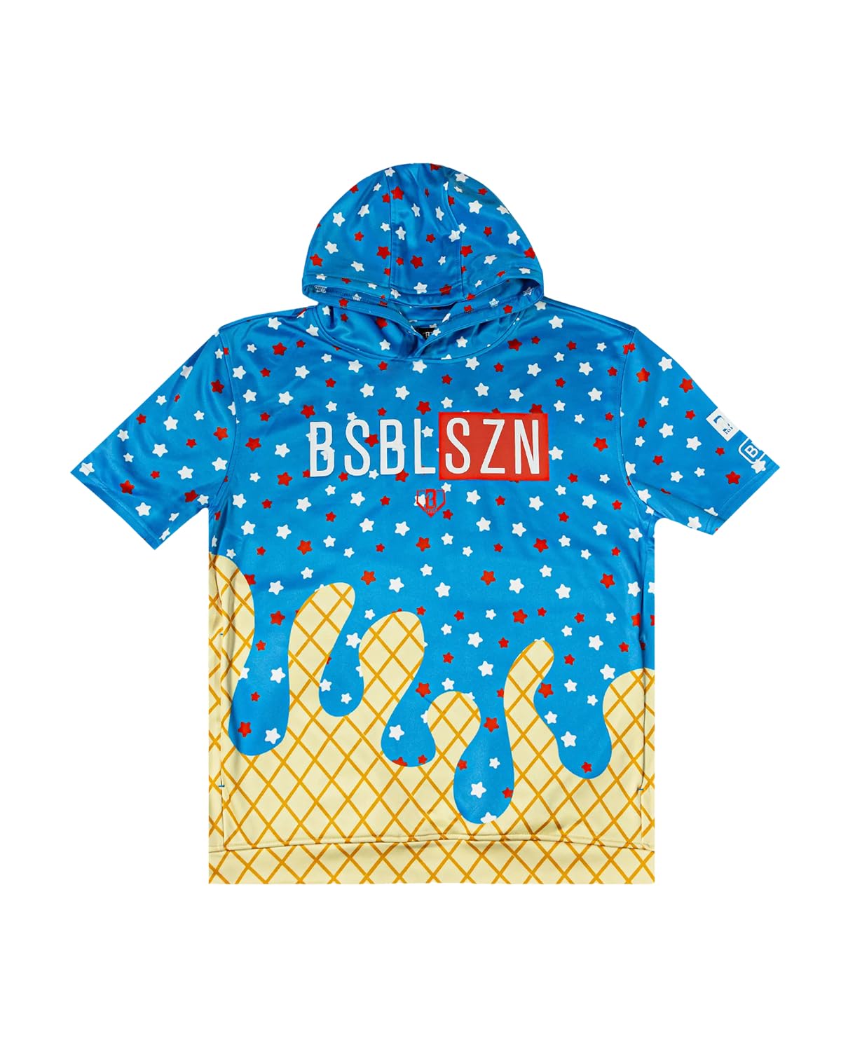 Baseball Lifestyle 101 BSBL SZN Youth Short Sleeve Hoodie with Front Pouch Pocket V2 Ice Cream Sizes Youth Small to XL