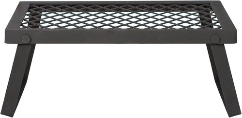 Amazon Basics Heavy-Duty Portable Camping Grill Grate for Outdoor Open Flame Cooking, Foldable, Sturdy, 15.9" x 12.2", Black