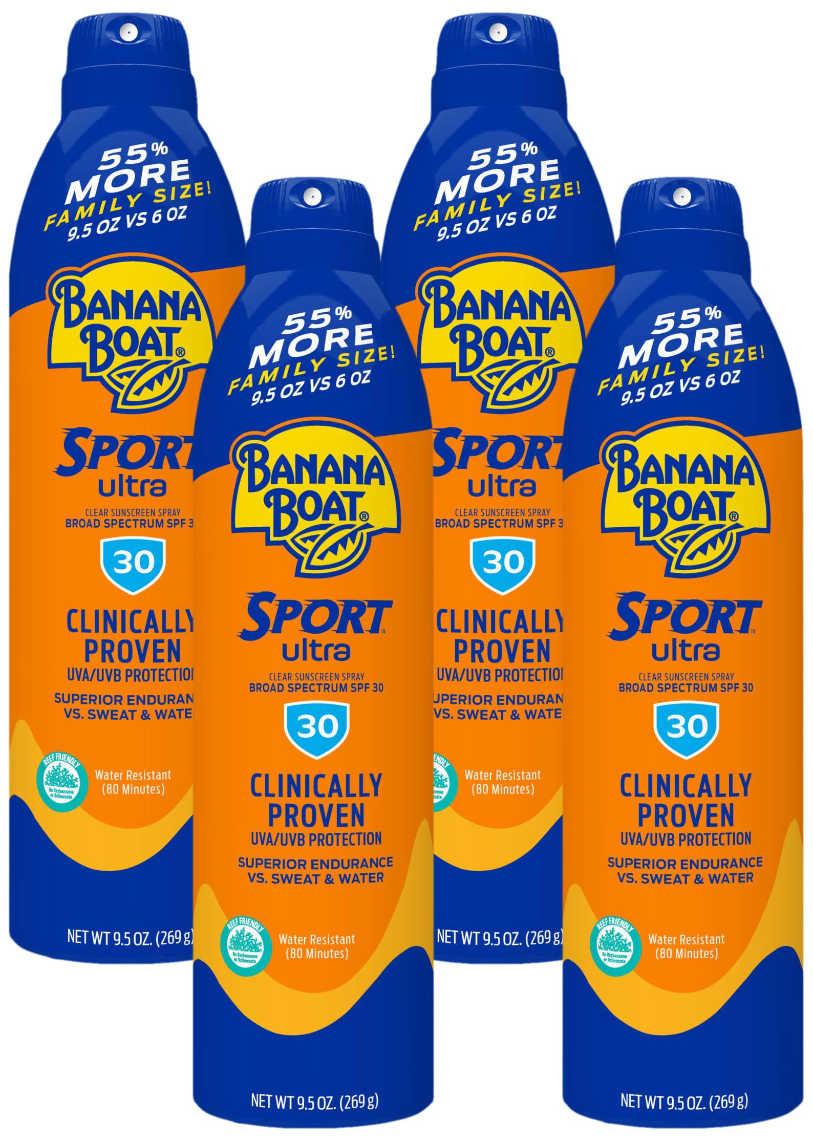 Banana Boat Sport Ultra SPF 50 Sunscreen Spray | Banana Boat Sunscreen Spray SPF 50, Water Resistant, Oxybenzone Free, Sunblock, 6oz each Twin Pack