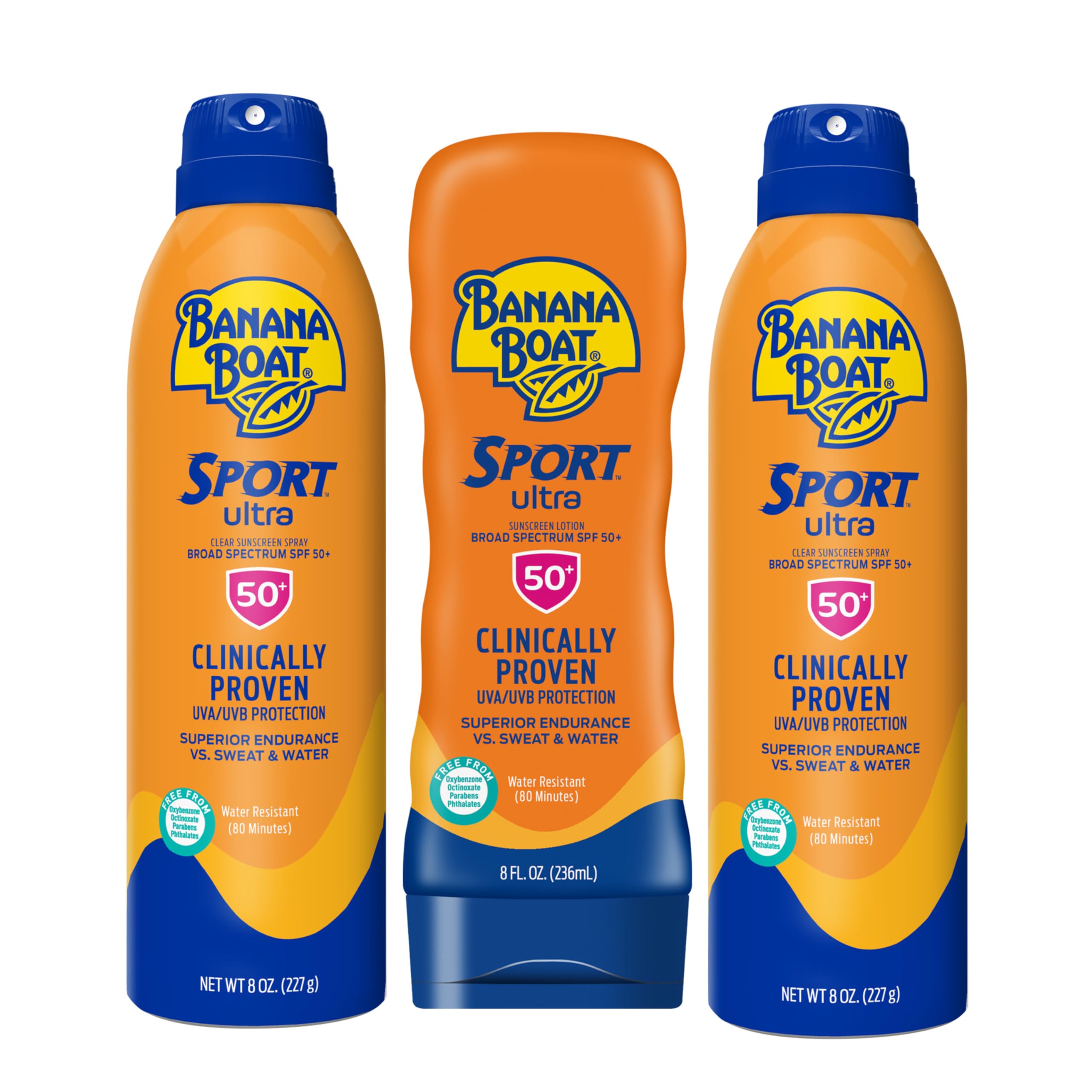 Banana Boat Sport Ultra SPF 50 Sunscreen Spray | Banana Boat Sunscreen Spray SPF 50, Water Resistant, Oxybenzone Free, Sunblock, 6oz each Twin Pack