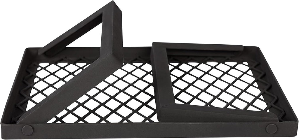 Amazon Basics Heavy-Duty Portable Camping Grill Grate for Outdoor Open Flame Cooking, Foldable, Sturdy, 15.9" x 12.2", Black