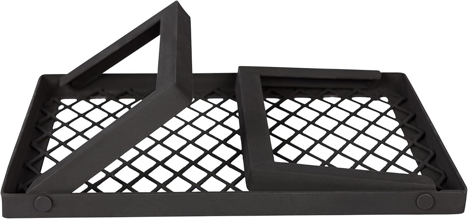 Amazon Basics Heavy-Duty Portable Camping Grill Grate for Outdoor Open Flame Cooking, Foldable, Sturdy, 15.9" x 12.2", Black