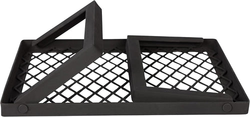 Amazon Basics Heavy-Duty Portable Camping Grill Grate for Outdoor Open Flame Cooking, Foldable, Sturdy, 15.9" x 12.2", Black