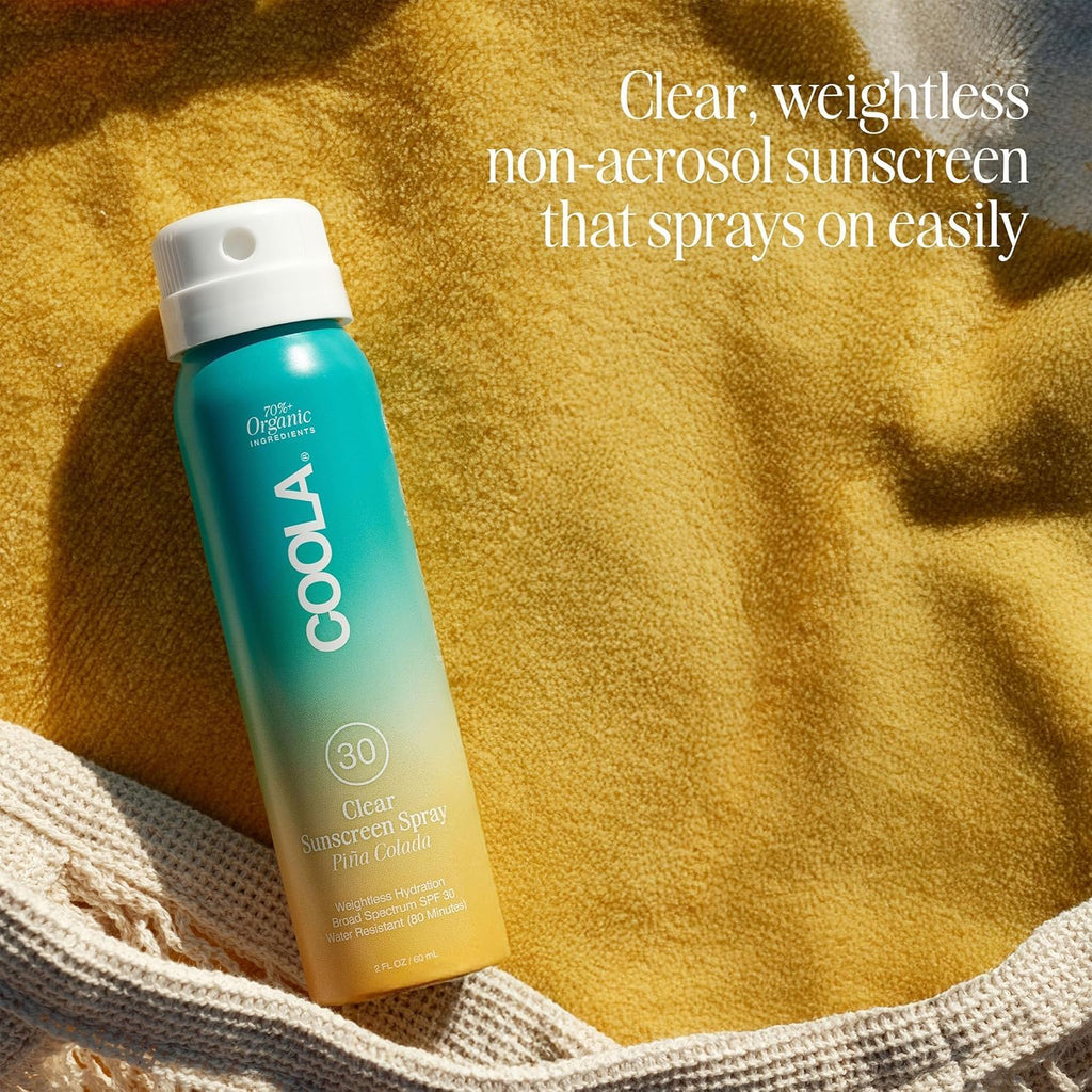 COOLA Organic Sunscreen SPF 50 & 30 Sunblock Spray Kit, Dermatologist Tested Skin Care for Daily Protection, Vegan and Gluten Free,Travel Size, 2 Fl Oz, 3 Pack